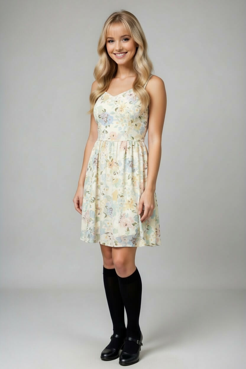 Kayla floral blue dress midi