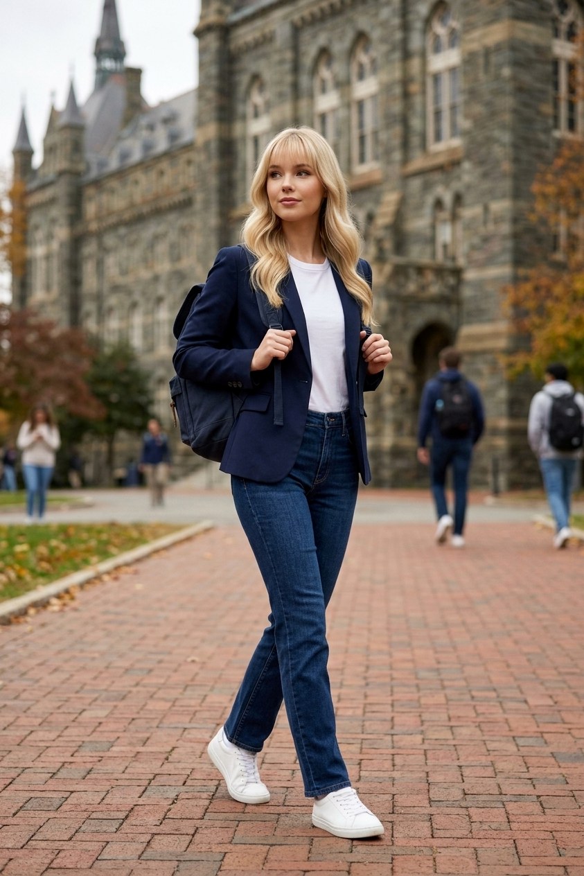 Kayla campus Georgetown caminando
